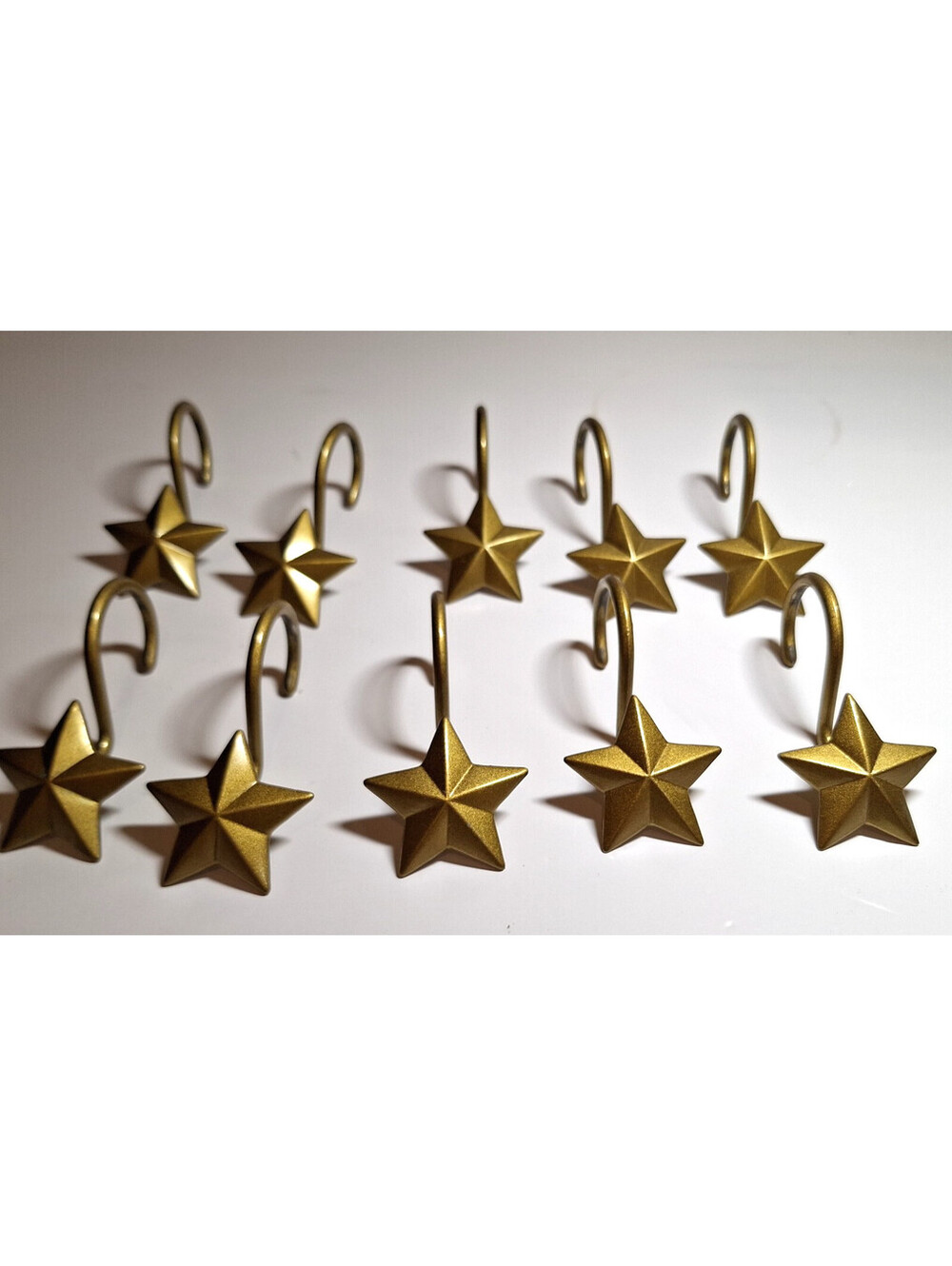 Lot Of 10 Star Shower Curtain Hooks Country Farmhouse Decor Gold Tone